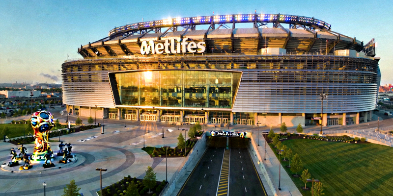 2026世界杯主办场馆之一，美国MetLife体育场外部宏伟景观